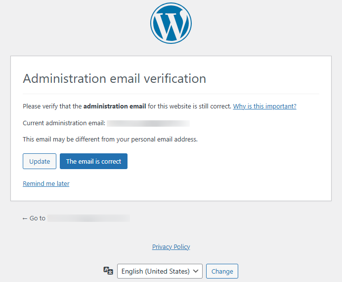 Administration Email Verification